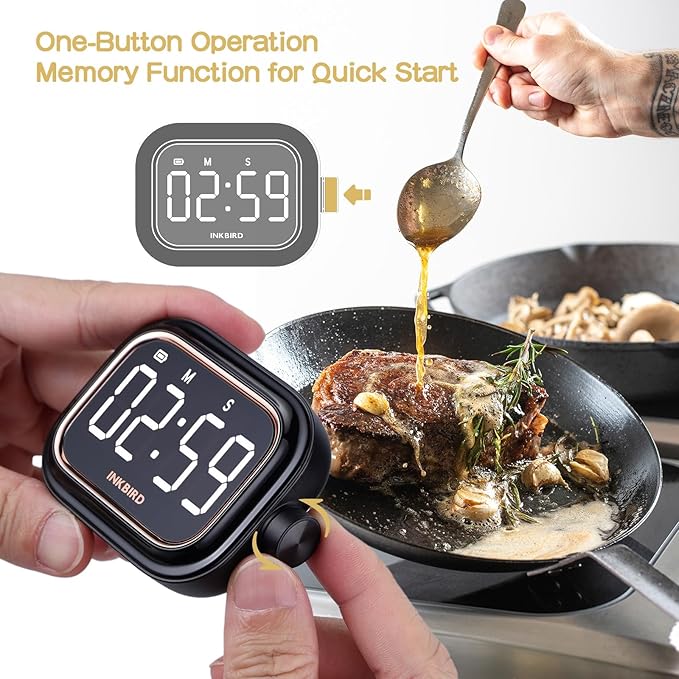 Digital Kitchen Timer for Cooking, INKBIRD Rechargeable 4-Levels Alarm Productivity Timer IDT-02 for Kids, Adults, Teachers, Large LED Smart Countdown Countup Magnetic Timer for Classroom Office