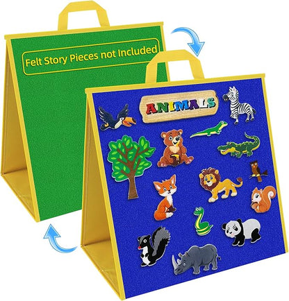 Foldable Felt Board for Toddlers Flannel Board Stories for Preschool Early Learning Interactive Storytelling Double Sided Felt Story Board Reusable Wall Hanging Holiday Gift for Kid (17 * 17)