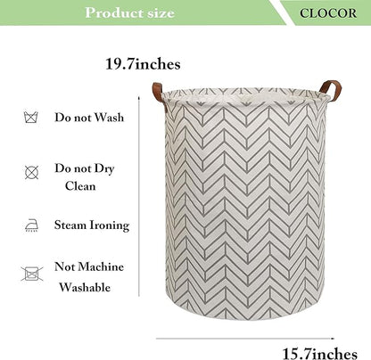 CLOCOR Large Round Storage Bin,Collapsible Storage Baskets, Dirty Laundry Hamper Baskets for Baby Boys and Girls, Office, Bedroom, Toys Nursery Kids Clothes Gift Basket (Grey geometry)
