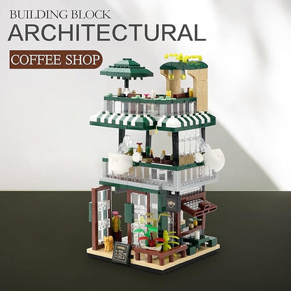 Street View Mini Building Blocks Coffee House Shop Store Building Kit Simulation Construction Educational Creative Toy for Boys Girls Age 8+ 1025 pcs