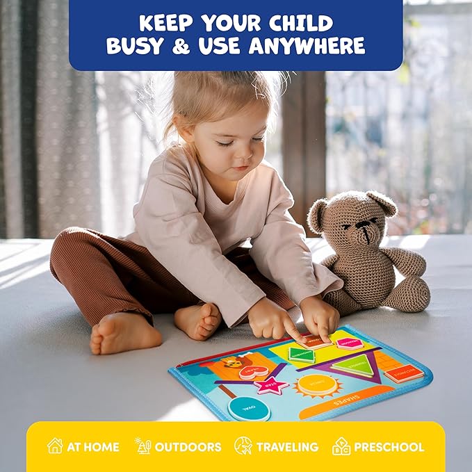 Clever Fox Play Busy Book for Toddlers 1-3 Year-Old – Baby Busy Board Book – Montessori Felt Activity Board for Learning Fine Motor Skills, Car Airplane Travel Toy – Birthday Gift for Boys Ages 1+