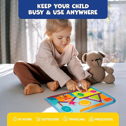 Clever Fox Play Busy Book for Toddlers 1-3 Year-Old – Baby Busy Board Book – Montessori Felt Activity Board for Learning Fine Motor Skills, Car Airplane Travel Toy – Birthday Gift for Boys Ages 1+