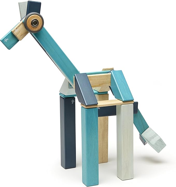 42 Piece Tegu Magnetic Wooden Block Set, Blues, 1-99 years old