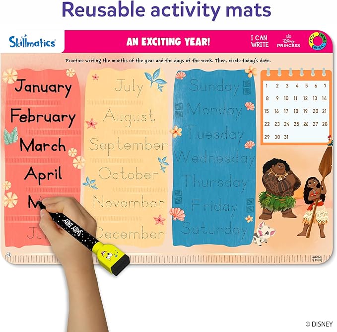 Skillmatics I Can Write Disney Princess - Reusable Preschool Learning Activities, Educational Toys & Games, Handwriting Aids, Back to School Supplies, Gift for Students, Kids, Toddlers Ages 3, 4, 5, 6