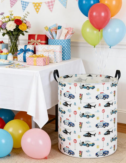 Police car Laundry Hamper,City Car Baby Laundry Hamper Kid Storage Basket,Collapsible Fabric Storage Container,Kids Laundry Basket,Gift Baskets,Toy,Home Organizer(Police car)