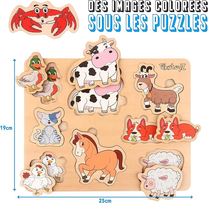 Wooden Puzzles for Toddlers 1-3 (Farm)