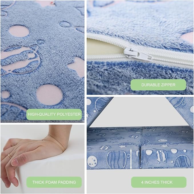 MeMoreCool Kids Couch, 10-Piece Modular Play Couch for Playroom, Fold Out Kids Sofa for Girl Boy, Glow Space