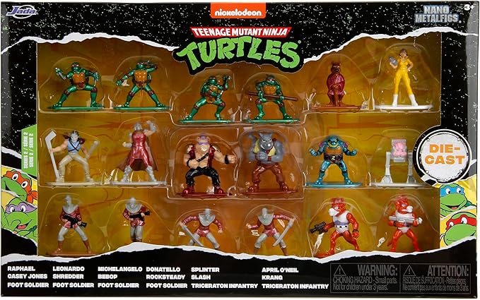 TMNT 1.65" 18-Pack Wave 2 Die-Cast Figures Nano Metalfigs, Toys for Kids and Adults