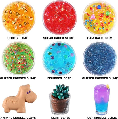 126 Pcs DIY Slime Making Kit for Girls Boys - Birthday Idea for Kids Age 5+. Ultimate Slime Supplies Include 28 Crystal Slime, 2 Glow in The Dark Powder, 48 Bottle Glitter Jar etc.
