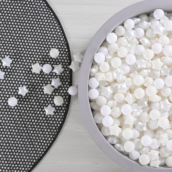 GOGOSO Star Ball Pit Balls for Toddlers, Star Beige Plastics Balls for Ball Pool Birhtday Party Girls Kids with Storage Bag, 2.17inches 100pcs/sets for Friendship Bracelet
