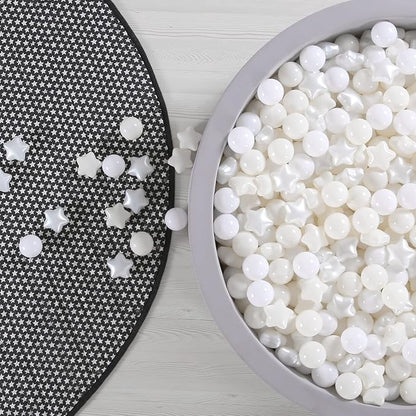 GOGOSO Star Ball Pit Balls for Toddlers, Star Beige Plastics Balls for Ball Pool Birhtday Party Girls Kids with Storage Bag, 2.17inches 100pcs/sets for Friendship Bracelet