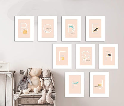 English Alphabet Flash Cards, Set of 26 (5" x 7") Cards with Animal Prints to Inspire ABC Learning for Toddlers. A Classroom Must Haves. Best for Preschool Learning Activities or Alphabet Wall Chart