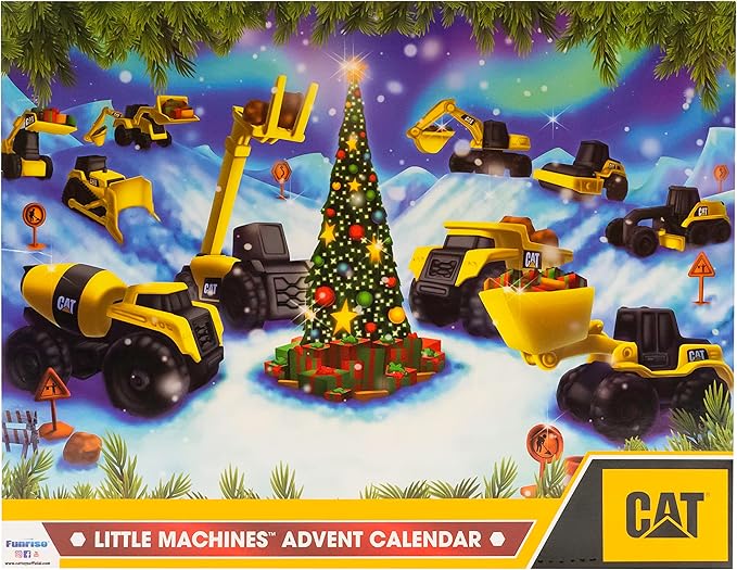CAT Construction Toys, Little Machines Advent Calendar - Kids Toys for Ages 3 and Up - 24 Piece Set with 10 Little Machines Vehicles & Magic Insta-Dirt!