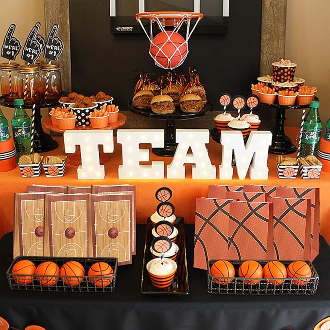 Basketball Party Favors, 150Pcs Basketball Party Supplies Gift Set for 20 Kids Students, Including Basketball Stree Balls, Gift Bags, Silicone Wristbands Basketball Theme Stickers, Erasers