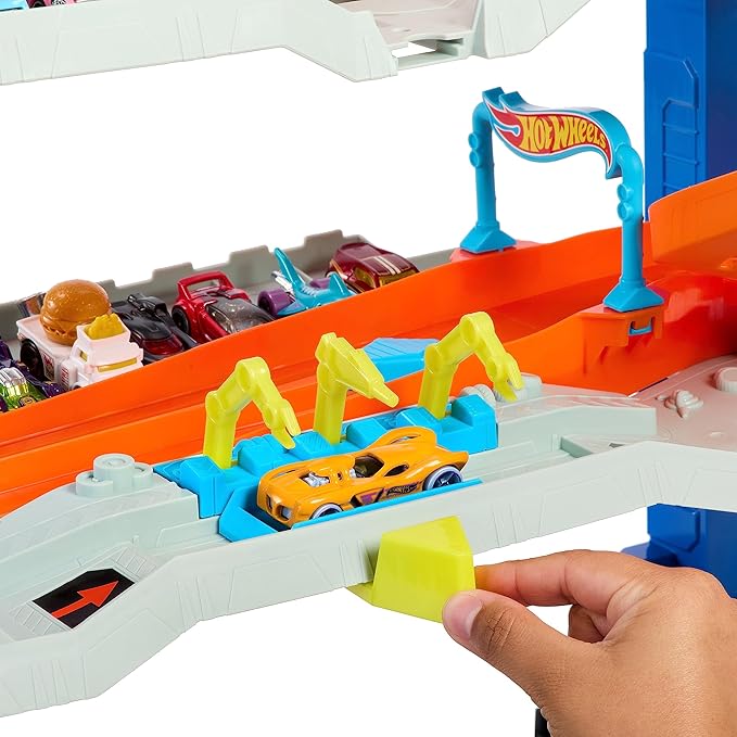 Hot Wheels City Ultimate Garage Track Set with 2 Die-Cast Toy Cars & Car-Eating Dragon, Stores 50+ Vehicles, 4 Levels