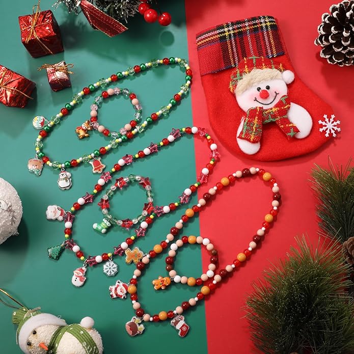 PinkSheep Toddler Jewelry Kids Jewelry Kids Necklace Choker and Bracelet 3 Pack 9pcs, Little Girls Jewelry In Box, Flower Girl Gift Kids Girls Accessories