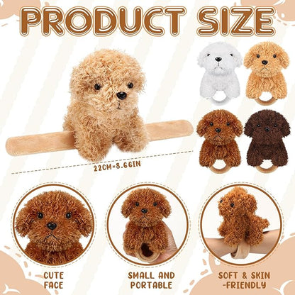 Ceenna 16 Pcs Valentine's Day Puppy Stuffed Animal Slap Bracelets Colorful Puppy Slap Bracelets 8.66 Inch Adorable Puppy Slap Wrist Bracelets Bulk for Birthday Party Favors Goodie Bag Fillers