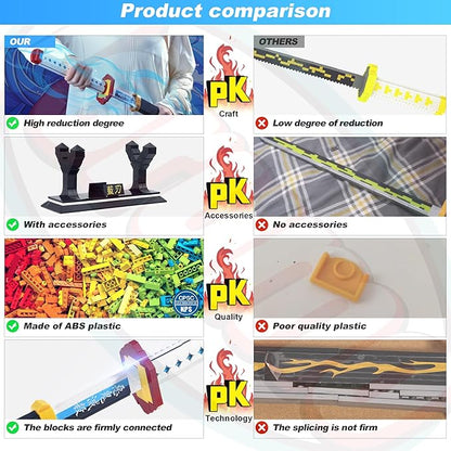 Jorumo Demon Slayer Swords Building Sets for Adults and Kids, 39in Tomioka Giyuu Sword Building Block with Scabbard and Stand, Anime Sword Building Toy Katana Demon Slayer Gift, 768 Pcs