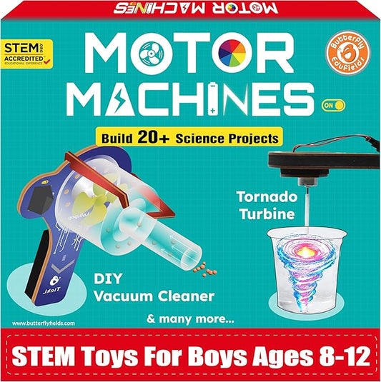 Butterfly Edufields 20in1 STEM Toys for Boys & Girls Age 8-12 | STEM Kits for Kids Age 8-12| Science Kits 8-10 | Motor Machines Project Kit | Robotics & Engineering Toys| Gift for 6 7 8 9 10 Year Old