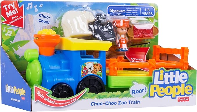 Fisher-Price Little People Toddler Toy Train Choo-Choo Zoo with Music Sounds and 3 Figures for Pretend Play Ages 1+ Years