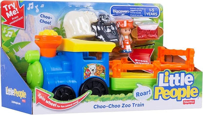 Fisher-Price Little People Toddler Toy Train Choo-Choo Zoo with Music Sounds and 3 Figures for Pretend Play Ages 1+ Years