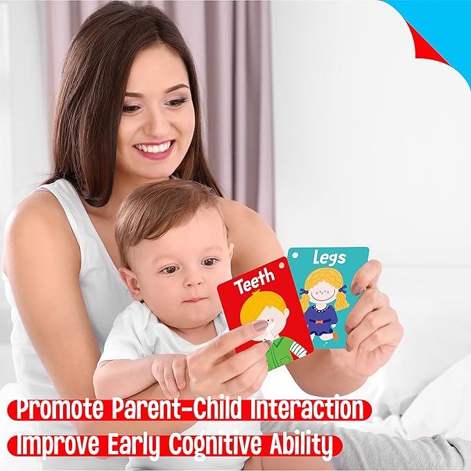 50 PCS Kid First Cognitive Flashcards,Double Sided Printed 7 in 1 Colorful Cards Alphabet,Numbers, Foods,Animals,Shapes,Colors with 3 Reclosable Rings,Learning Tool for Pre-K Kindergarten Toddlers