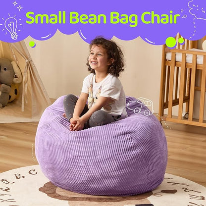 Bean Bag Chairs Teardrop Bean Bag Chair Beanbag Chair with Memory Foam Filled Machine Washable Cover for Living Room, Bedroom (Small,Purple)