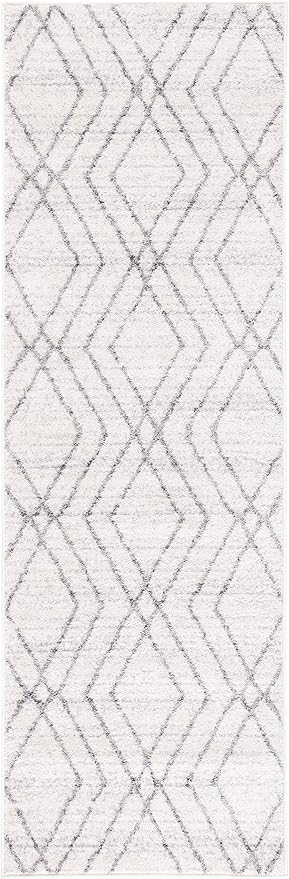 SAFAVIEH Adirondack Collection Runner Rug - 2'6" x 8', Ivory & Grey, Modern Moroccan Design, Non-Shedding & Easy Care, Ideal for High Traffic Areas in Living Room, Bedroom (ADR162A)