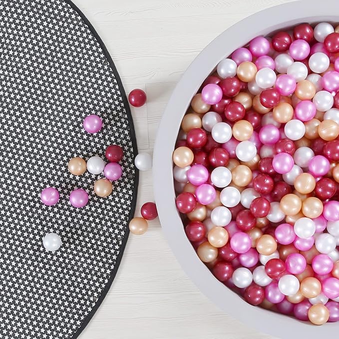 GOGOSO Plastic Balls Play Pit Balls for Baby Kid Ball Play Pit Play Yard, Baby Fance, Playpen, Playtent with 4 Colors,2.17inches, Pearl Pink+Brown+Pearl Red+White