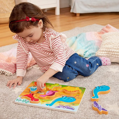 B. toys- Peek & Explore - Dinosaurs- Wooden Puzzle – Chunky Puzzle for Toddlers, Kids – Dinosaur Puzzle – Educational & Developmental Toys – 2 Years +