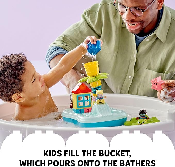 LEGO DUPLO Town Water Park 10989 Educational Building Bath Toy Set for Toddlers Ages 2+, Features a Floating Turtle Ring and Water Bucket to Encourage Imaginative Play in The Bath