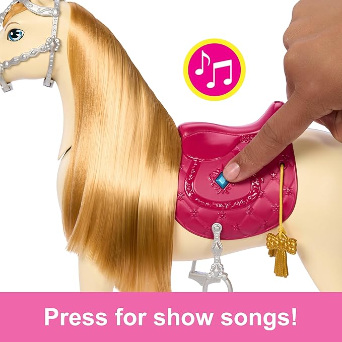 Barbie Toy Horse with Sounds, Music & Accessories, Inspired by Barbie The Great Horse Chase, Horse Moves, Dances & Blinks Eyes