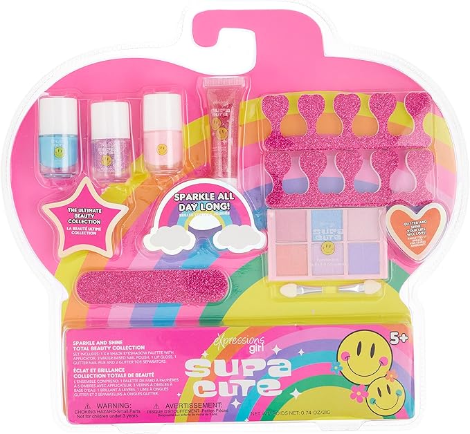 Expressions 8pc Makeup Set - "Supa Cute" Beauty Kit - Ultimate Kids Cosmetics Set Beauty Collection Starter Cosmetics For Girls