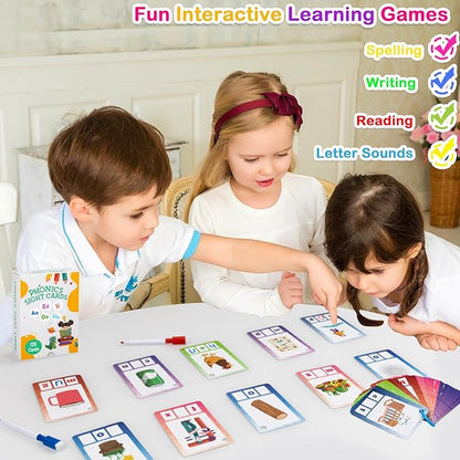 Phonics Sight Words and Spelling Games, Phonics Game Pad for Kids Ages 4-6, CVC Word Writing Activities, Preschool to Kindergarten Educational Toys, Learn to Read for Toddlers 3-6 Years Old