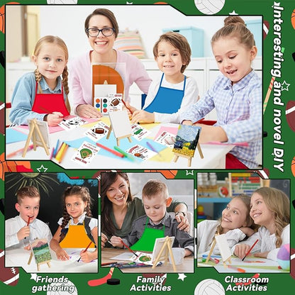 Gosodeny 24 Sets Valentines Watercolor Paint Set Painting Cards Painting Canvas Panel with Wooden Easel Watercolor Paint Painting Brush Kit Valentines Day Cards Packaging Bag Set Gifts