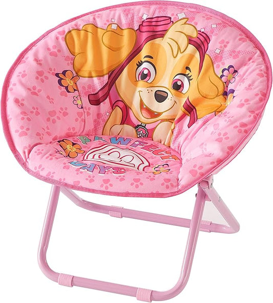 Idea Nuova Paw Patrol Skye Toddler 19” Folding Saucer™ Chair with Pink Metal Frame, Ages 3+