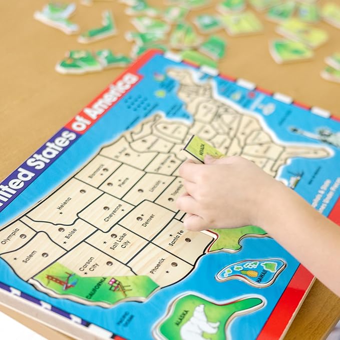 Melissa & Doug USA Map Sound Puzzle - Wooden Puzzle With Sound Effects (40 pcs)