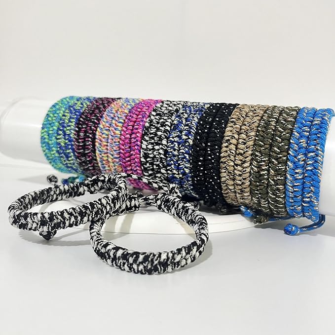 24 pcs Braided Friendship Bracelets for Teen Girls Boys Woven Paracord Bracelets Set Valentines Exchange Gifts Easter Basket Fillers for Teens Teenager Birthday Christmas Party Favors