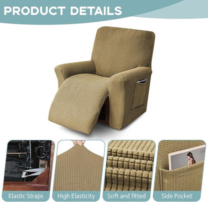 Recliner Chair Cover Lazy Boy Recliner Covers Recliner Covers for Recliner Chair 1 Piece Furniture Protector Prevent wear and pet Hair（Recliner,Tan Brown）