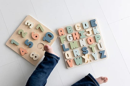 Pearhead Wooden Alphabet Puzzle, Colorful ABC Letters, Interactive Learning Board Educational Montessori Toy, Baby and Toddler Ages 1+ Years