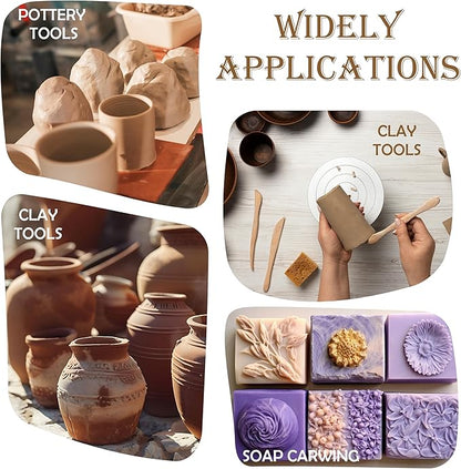 10 Pieces Wooden Clay Sculpting Tools, Double Ended Ceramic Wooden Clay Modeling Sculpture Tools Pottery Dough Modeling Tool Kit for Cutting Carving Shaping Detailing