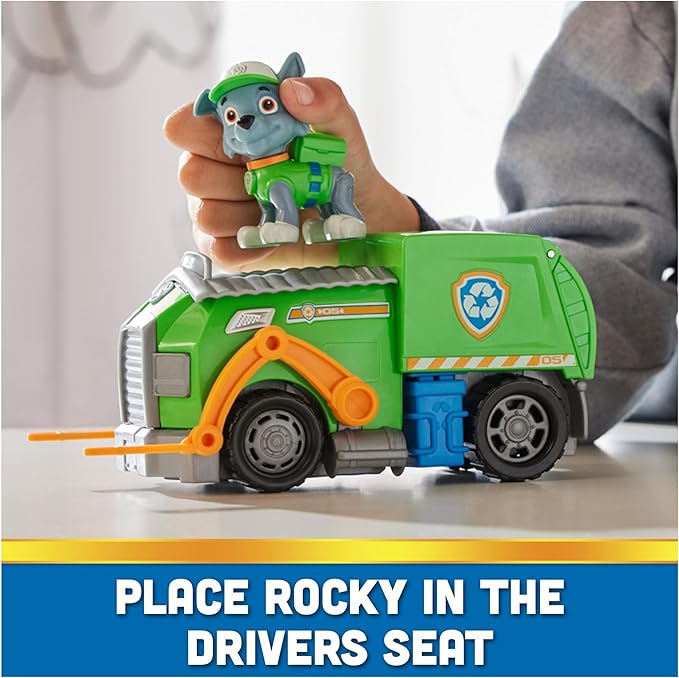 Paw Patrol, Rocky’s Recycle Truck, Toy Truck with Collectible Action Figure, Sustainably Minded Kids Toys for Boys & Girls Ages 3 and Up
