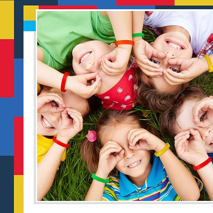 Civaner 60 Pieces Silicone Building Block Bracelets Rubber Bracelets Wristbands Colorful Birthday Party Favors for Goodie Bag Fillers Carnival Prize Supplies, 5 Colors