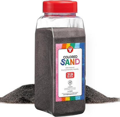 Hygloss Products Colored Play Sand - Assorted Colorful Craft Art Bucket O' Sand, 3 lb, Black