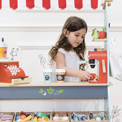 Le Toy Van - Honeybake Premium Wooden Cafe Machine Set - Pretend Kitchen and Cafe Play Toy Set | Kids Role Play Toy Kitchen Accessories (TV299), Small