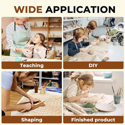 Mowawa 10 Pcs Pottery Teaching Rolling Mud Stick Guide Set, 5 Size Mudboard Guide Wooden Strips, Pottery Tool Clay Tools for Precise Polymer Clay Thickness Measurement
