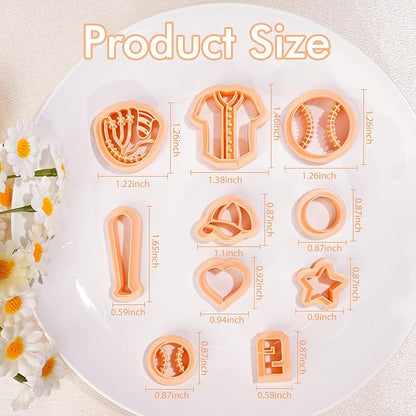 Puocaon Baseball Polymer Clay Cutters - 10 Pcs Sports Clay Cutters for Polymer Clay Earrings Making