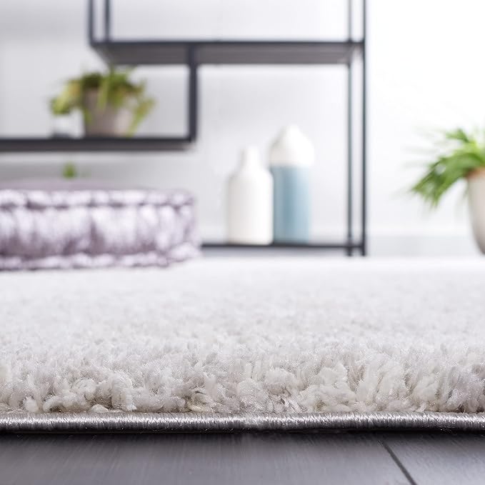 SAFAVIEH Berber Shag Collection Runner Rug - 2'3" x 8', Grey & Ivory, Non-Shedding & Easy Care, 1.2-inch Thick Ideal for High Traffic Areas in Living Room, Bedroom (BER563G)