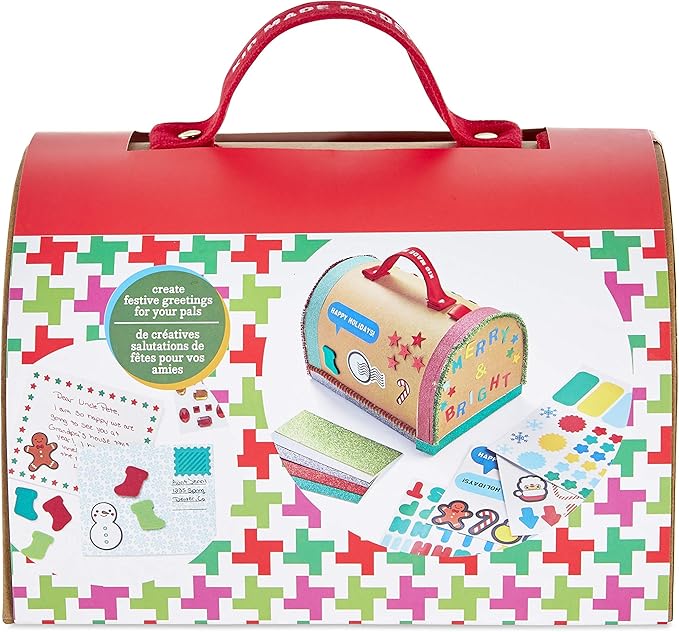 Kid Made Modern Paper Craft Kit for Kids Ages 6+ - Arts and Crafts Gifts for Boys & Girls Children - Family Fun Christmas Activities - 250+ Piece DIY Set to Create Xmas Holiday Cards with Mailbox