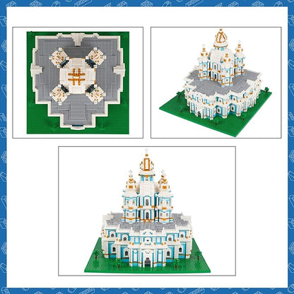 Micro Mini Blocks Smolny Cathedral Model Building Blocks Set Architecture Model Mini Building Blocks Gifts for Adult